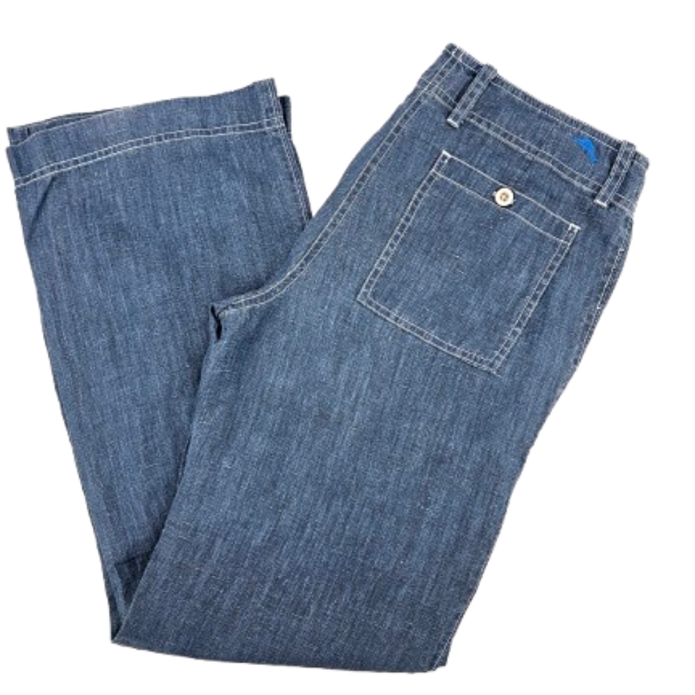 Tommy Bahama Blue linen Wide-Leg Pants